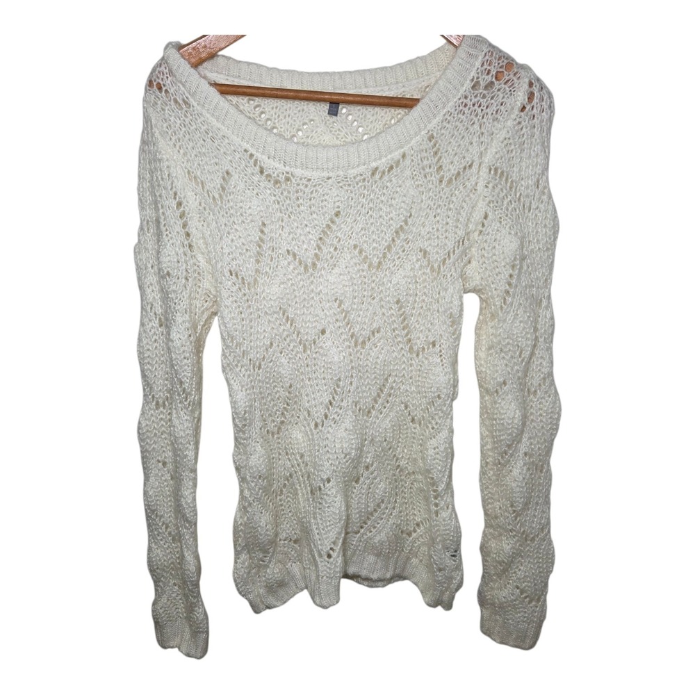 Charlotte Russe Ivory Open Knit Sweater Women's Small Long Sleeve Pullover